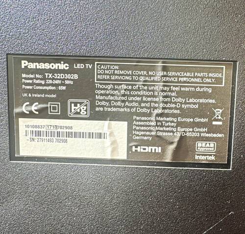 Panasonic viera 32d302b - panasonic,
